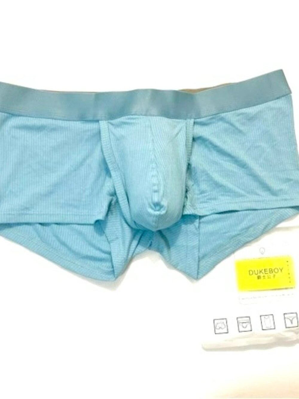 DUKEBOY - Asian Size M - Ribbed Viscose Breathable Pouch Boxer Briefs-Light Blue